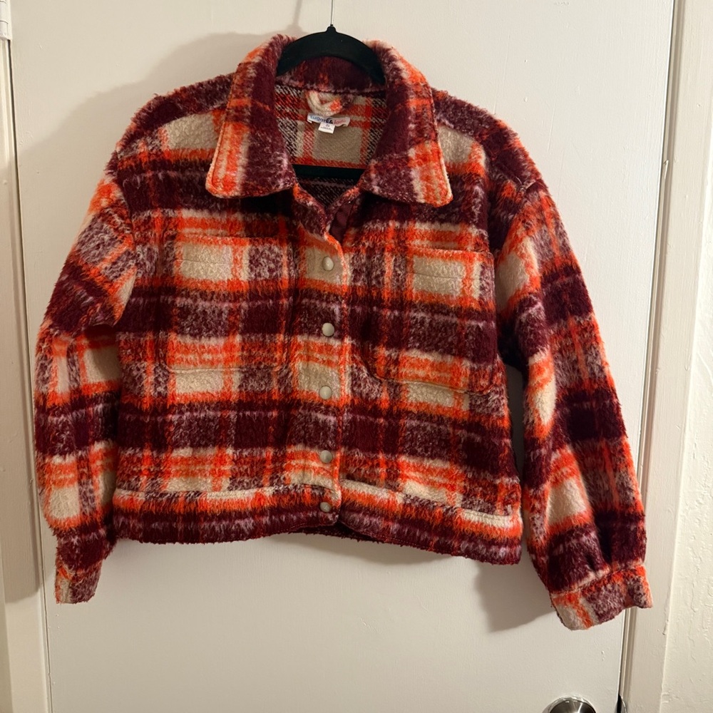Sugar & Jade Plaid Kids 14/16 Jacket - Red and Orange XL
